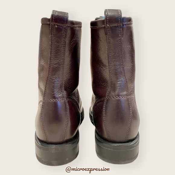 Frye Veronica Combat Brown Leather Lace Up Moto Combat Military Comfy Ankle Boot - Picture 10 of 14